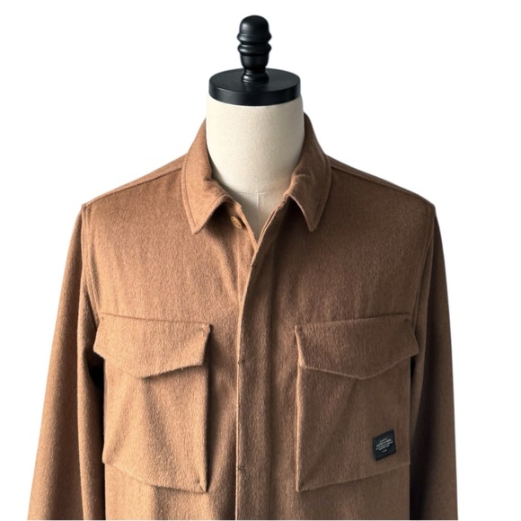 Scotch & Soda Wool Blend Brushed Button Down Over Shirt Jacket In Camel | LARGE - Picture 3 of 10